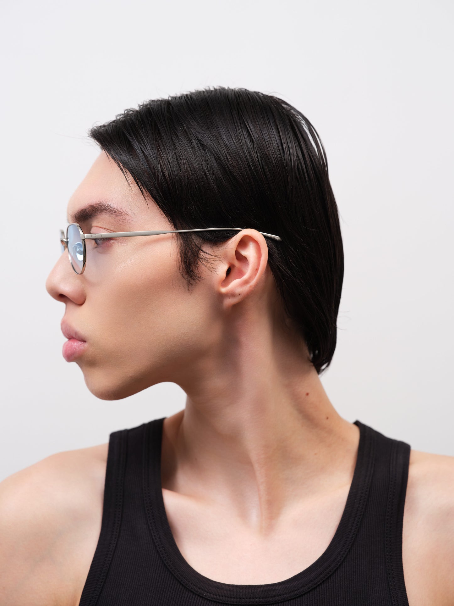 LUCIEN Brushed Silver / Light Blue Lens