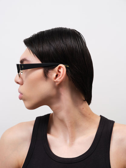 DEACON Solid Black Shiny Gold / Clear Lens Blue Light