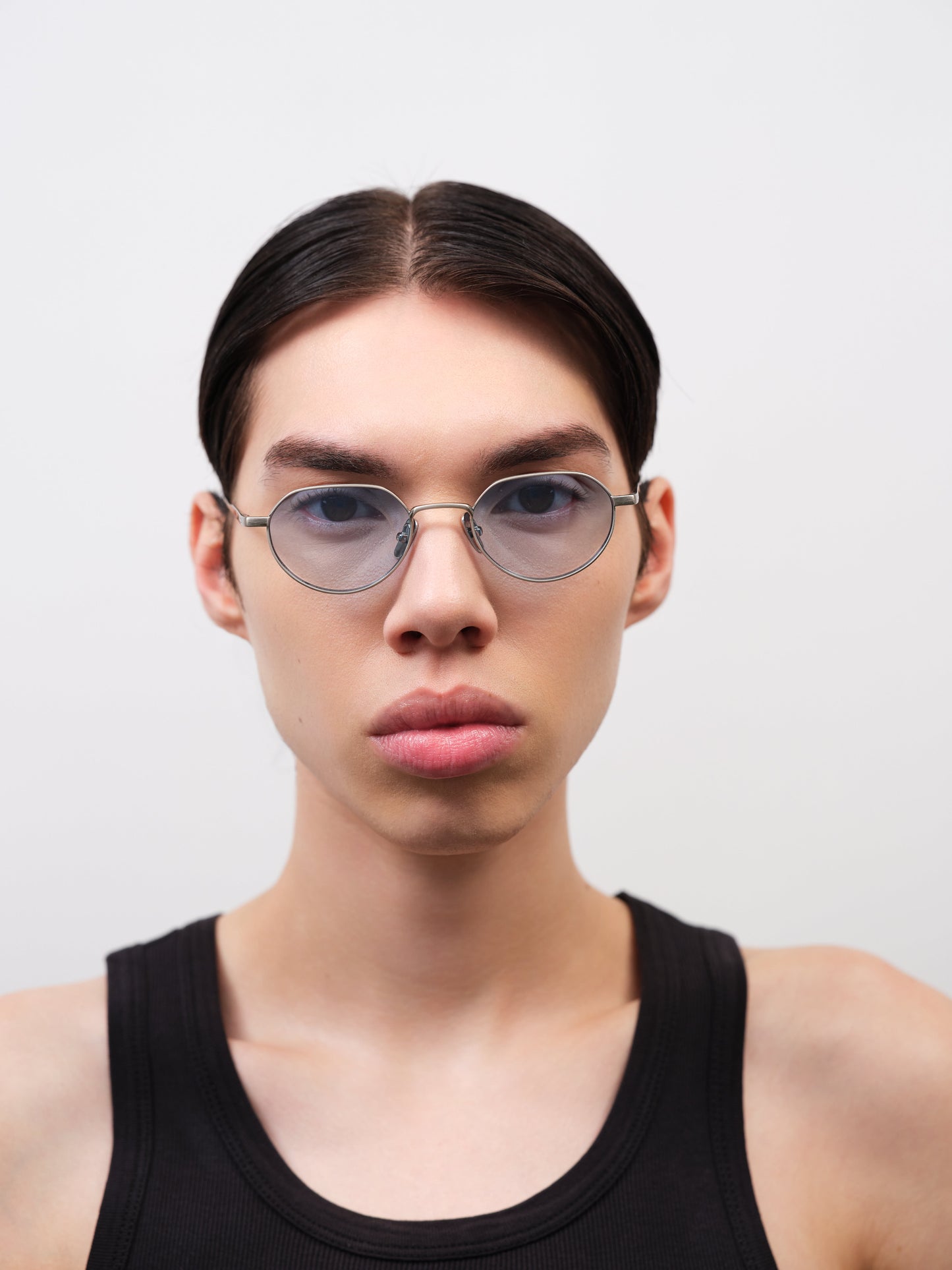 LUCIEN Brushed Silver / Light Blue Lens