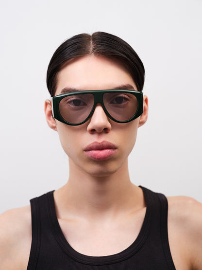 BERLYN Solid Dark Green / Light Grey Lens