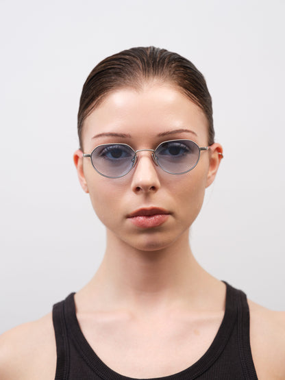 LUCIEN Brushed Silver / Light Blue Lens