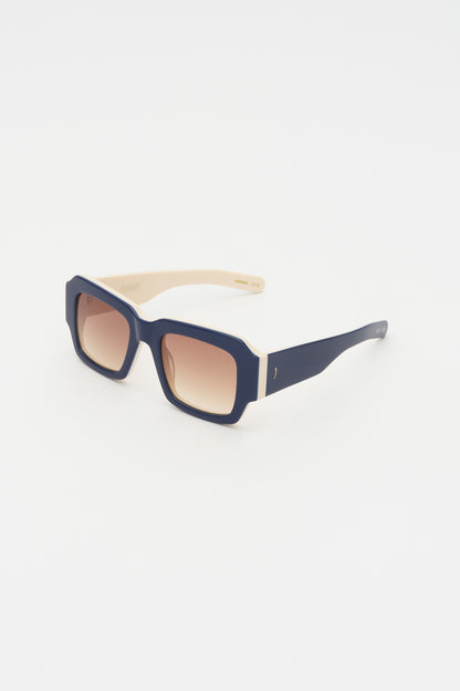 MARFA Solid Dark Blue, Solid Off White / Light Brown Gradient Lens
